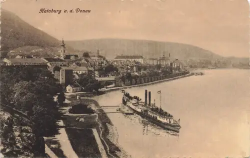 AK Hainburg a. d. Donau Dampfschiff Donauufer Österreich 1921 gelaufen Postkarte