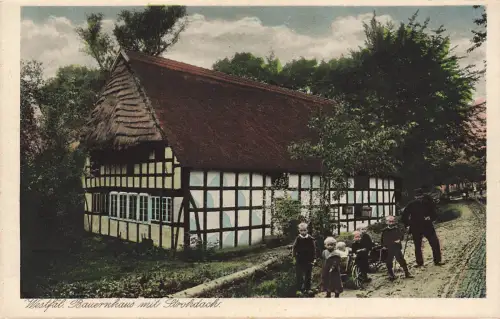 AK Westfälisches Bauernhaus Strohdach Nordhrein-Westfalen Postkarte