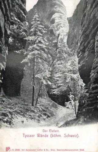 AK Tisa Tyssaer Wände Der Elefant Böhmische Schweiz Böhmen 1910 Postkarte