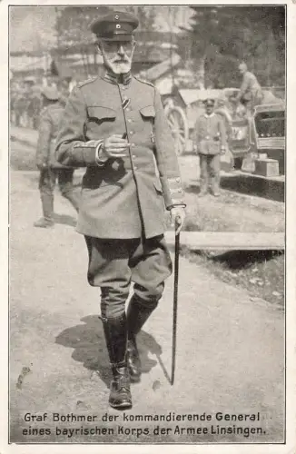 AK 1.WK Graf Bothmer Bayrischer General ungelaufen Patriotika Postkarte