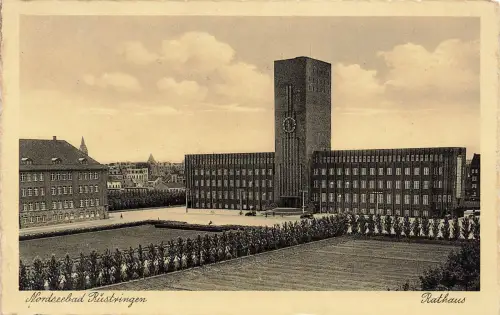 AK Nordseebad Rüstringen Rathaus Niedersachsen ungelaufen Postkarte