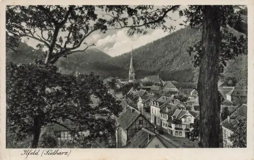 AK Ilfeld Ortsansicht Kirche Thüringen ungelaufen Postkarte