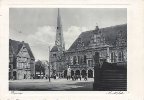 AK Bremen Marktplatz Rathaus Bremen 1941 gelaufen Feldpostkarte