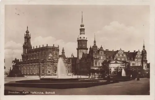 AK Dresden Katholische Hofkirche Schloss Springbrunnen Sachsen 1929 Postkarte