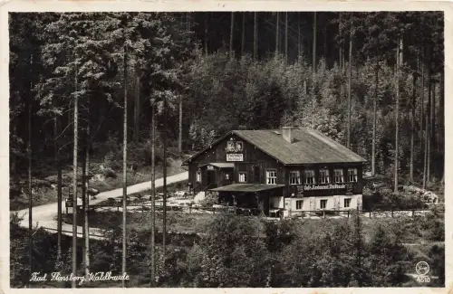 AK Bad Flinsberg Cafe Restaurant Waldbaude Schlesien 1940 gelaufen Postkarte
