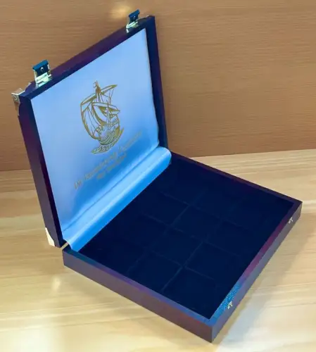 Leer Holz Etui faszinierende Geschichte der Seefahrt für 12 Münzen Medaillen