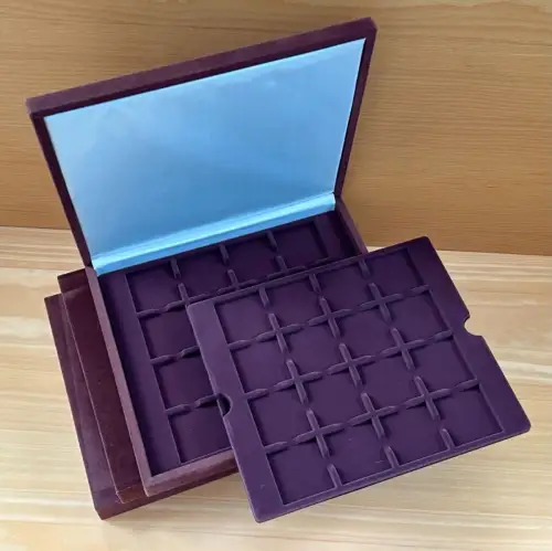 3 x Leer Samt Etui Münzbox für Münzen Medaillen