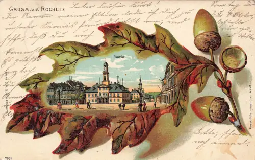 AK Rochlitz Markt Herbstkarte Sachsen 1903 Postkarte geprägt