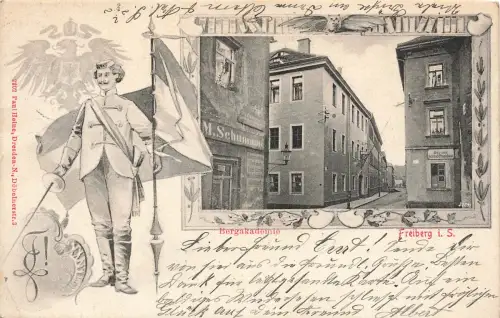 AK Freiberg Bergakademie Möbel Tischlerei Sachsen 1903 gelaufen Postkarte