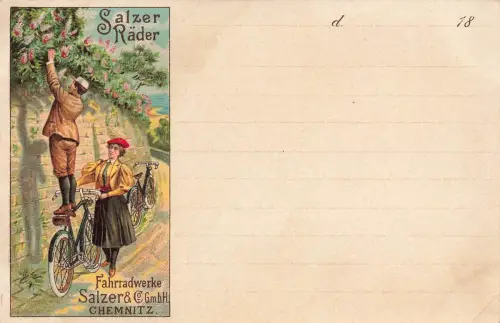 AK Chemnitz Werbekarte Fahrradwerke Salzer Sachsen ungelaufen Postkarte