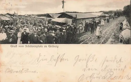 AK Gröbzig Schützenplatz Sachsen-Anhalt 1907 gelaufen Postkarte