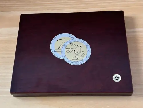 Leer Holz Etui Holzmünzbox für 2 EURO Münzen