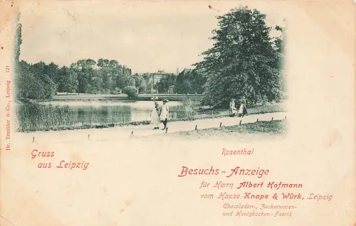 AK Leipzig Rosenthal Besuchsanzeige Zuckerwarenfabrik Sachsen 1900 Postkarte