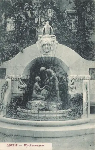 AK Leipzig Märchenbrunnen Sachsen 1908 gelaufen Postkarte
