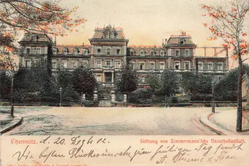 AK Chemnitz Stiftung von Zimmermann'lche Naturheilanstalt Sachsen 1902 Relief