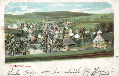 AK Neuendorf Stadtpanorama Sachsen Erzgebirge 1902 gelaufen Postkarte