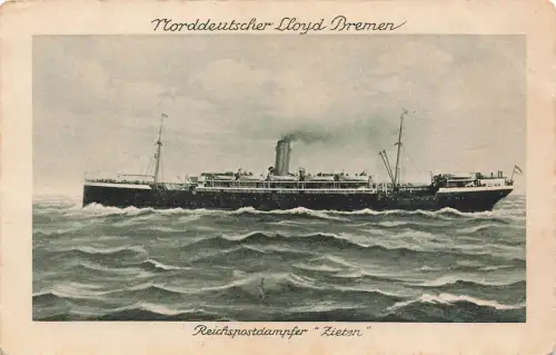 AK Norddeutscher Lloyd Bremen Reichspostdampfer Zieten ungelaufen Postkarte