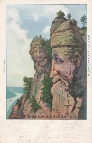 AK Sächsische Schweiz Basteifelsen Aussichtspunkt Sachsen 1903 Postkarte