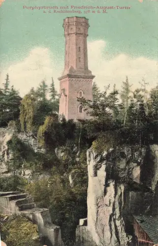 AK Rochlitz Porphyrbruch Friedrich August Turm Sachsen 1908 Postkarte
