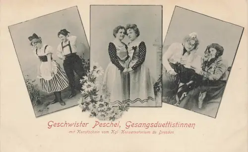AK Dresden Geschwister Peschel Gesangsduettistinnen Künstlerkarte ungelaufen