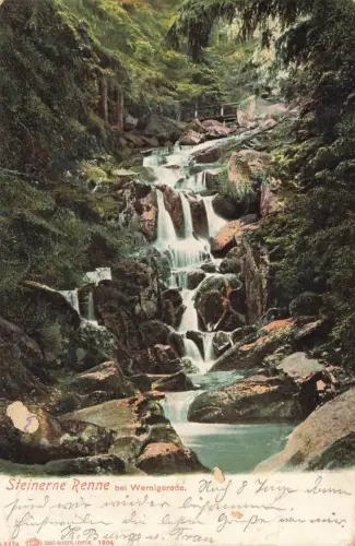 AK Wernigerode Steinerne Renne Sachsen-Anhalt Harz 1905 gelaufen Postkarte