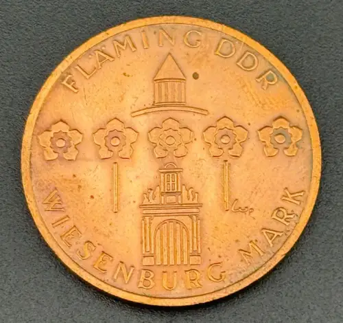 DDR Medaille Wiesenburg Mark Fläming DDR Goethe Zitat bronzefarben