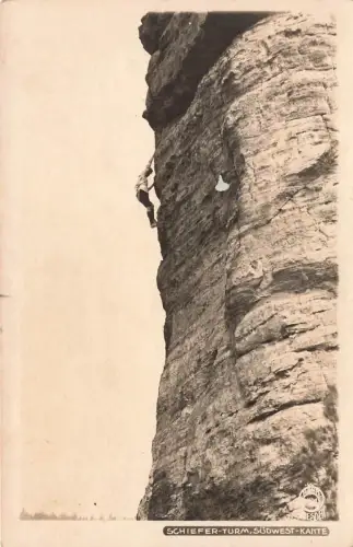 AK Sächsische Schweiz Kletterer Schiefer Turm Südwest Kante Walter Hahn Nr. 1781