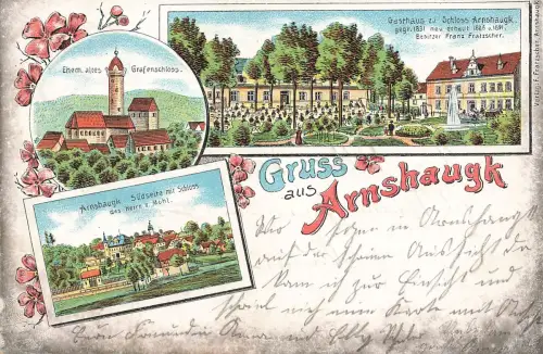 AK Arnshaugk Gasthaus zu Schloss Grafenschloss Thüringen 1904 Postkarte Litho