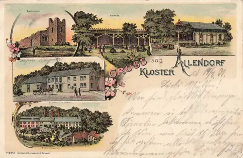 AK Kloster Allendorf Xylanders Restauration Klosterbrauerei Thüringen 1900 Litho