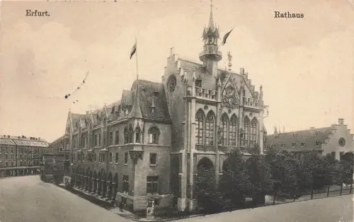 AK Erfurt Rathaus Thüringen 1914 gelaufen Feldpostkarte