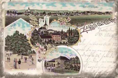 AK Langenwolschendorf Stadtpanorama Felsenkeller Restaurant Thüringen 1899 Litho