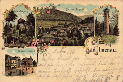AK Bad Ilmenau Schwalbenstein Südseite Kickelhahn Thüringen 1900 Postkarte Litho