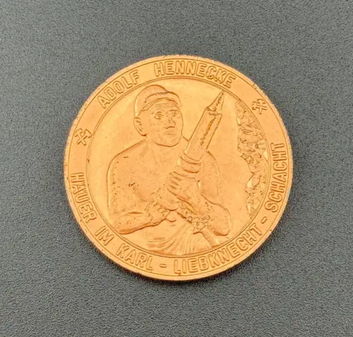DDR Medaille Bergbau Karl Liebknecht Schacht Adolf Hennecke 1988