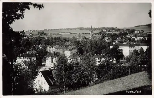 AK Rodewisch Ortsansicht Kirche Sachsen Vogtland 1940 gelaufen Postkarte
