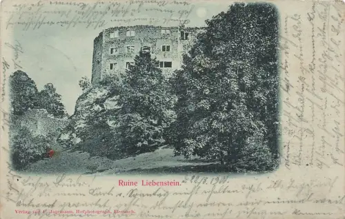 AK Bad Liebenstein Ruine Liebenstein Thüringen 1900 gelaufen Mondscheinkarte