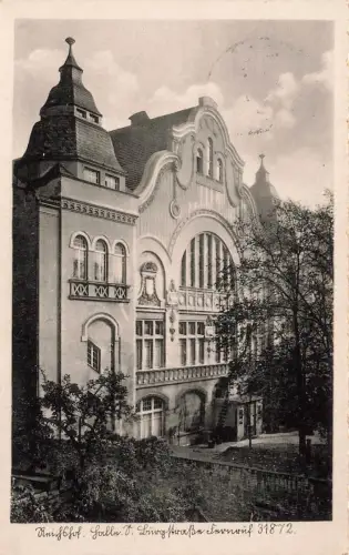 AK Halle Saale Volkspark Gebäudeansicht Sachsen-Anhalt 1942 gelaufen Postkarte