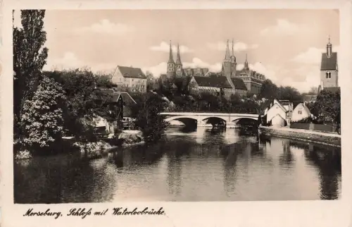 AK Merseburg Schloss Waterloobrücke Sachsen-Anhalt 1940 gelaufen Postkarte