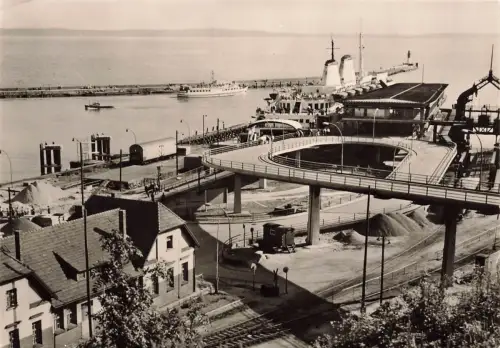 DDR AK Saßsnitz Rügen Fährbahnhof Mecklenburg-Vorpommern ungelaufen Postkarte