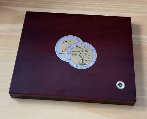 Leer Holz Etui Holzmünzbox für 2 EURO Münzen 2004