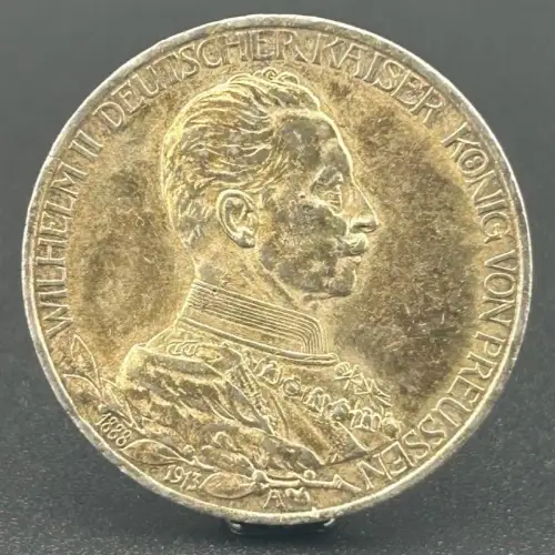 3 Mark Wilhelm II. 1913 A Preußen Regierungsjubiläum Deutsches Kaiserreich