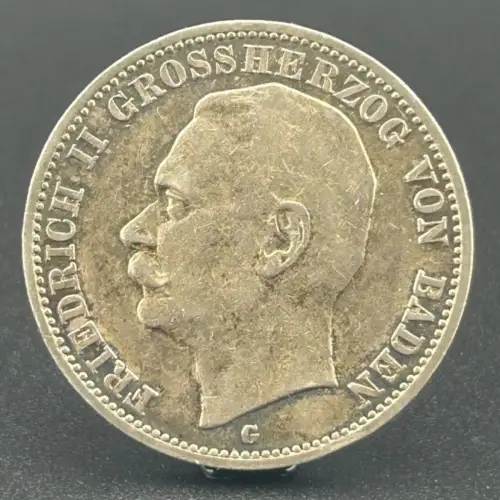 3 Mark Friedrich II. Baden 1911 G Deutsches Kaiserreich