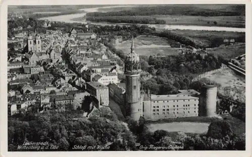 AK Lutherstadt Wittenberg Schloss Kirche Fliegeraufnahme Sachsen-Anhalt 1941