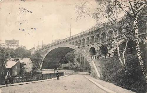 AK Plauen König Friedrich Augustbrücke Sachsen Vogtland 1913 gelaufen Postkarte