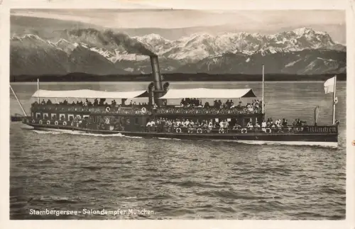AK Starnbergersee Salondampfer München Bayern 1942 gelaufen Postkarte