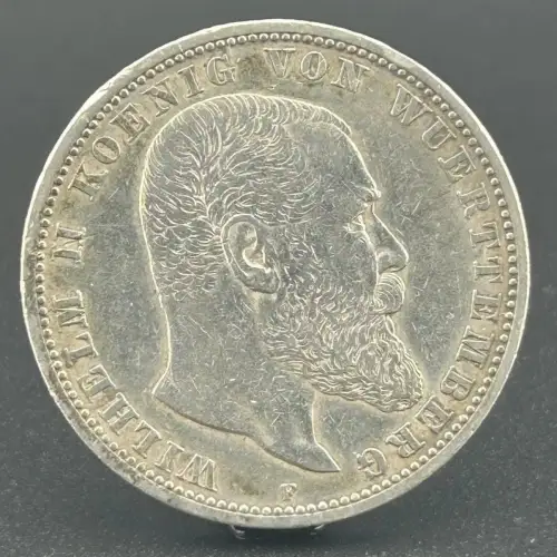 5 Mark Wilhelm II 1907 F Württemberg Deutsches Kaiserreich