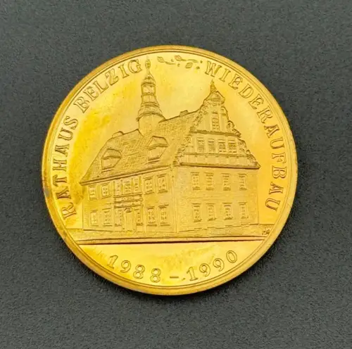 DDR Medaille Belzig Wiederaufbau Rathaus 1988-1990