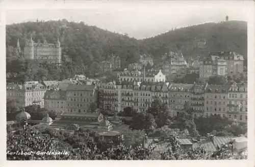 AK Karlsbad Karlovy Vary Gartenzeile Böhmen 1939 gelaufen Postkarte