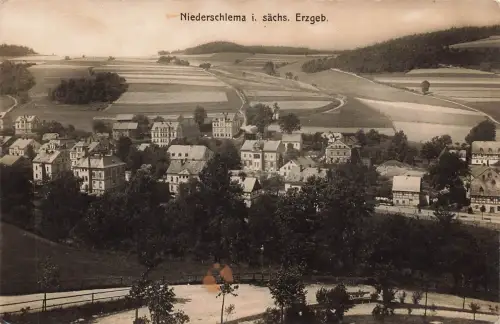 AK Niederschlema Ortsansicht Sachsen Erzgebirge 1919 gelaufen Postkarte
