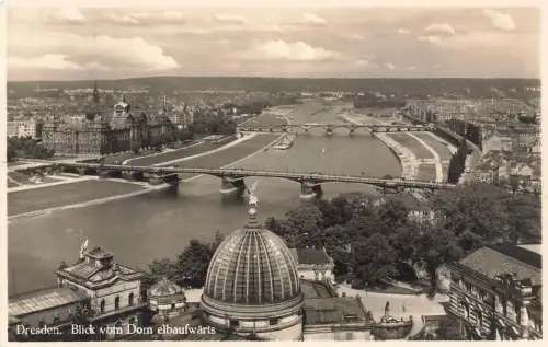 AK Dresden Elbe Brücken Blick von Dom Sachsen ungelaufen Postkarte