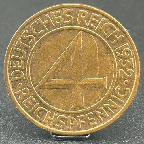 4 Reichspfennig 1932 F Weimarer Republik